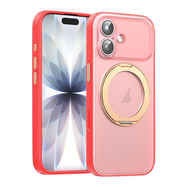 غطاء هاتف مغناطيسي من الجلد النباتي مع حامل دوار 360 درجة، لهواتف iPhone 17 Pro Max، iPhone 17 Pro، iPhone 17