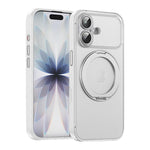 غطاء هاتف مغناطيسي من الجلد النباتي مع حامل دوار 360 درجة، لهواتف iPhone 17 Pro Max، iPhone 17 Pro، iPhone 17
