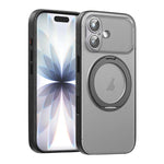 غطاء هاتف مغناطيسي من الجلد النباتي مع حامل دوار 360 درجة، لهواتف iPhone 17 Pro Max، iPhone 17 Pro، iPhone 17