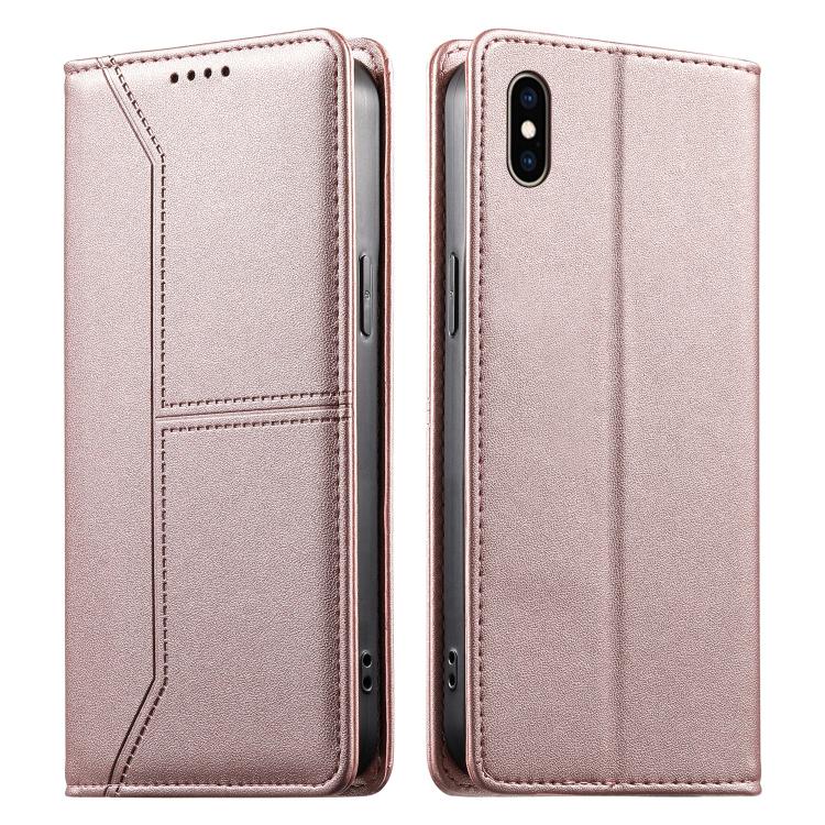 Stitched Line Magnetic RFID Vegan Leather Phone Case, For iPhone X / XS, For iPhone XR, For iPhone XS Max, For iPhone 8 Plus / 7 Plus
