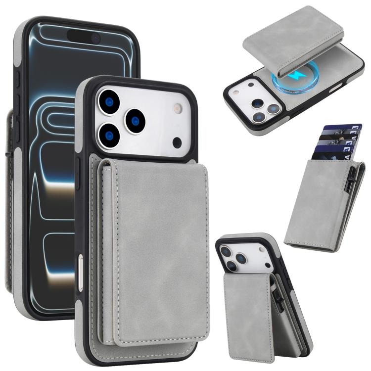 Retro Faux Leather Detachable Spring Loaded Card Bag Magnetic RFID Phone Case, For iPhone 17e / 16e, For iPhone 17 Pro Max, For iPhone 17 Pro, For iPhone 15 Plus, For iPhone 15, For iPhone 14 Plus, For iPhone 14 / 13, For iPhone 12 / 12 Pro