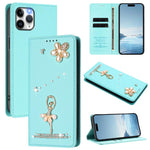 Ballet Girl Diamond Studded RFID Vegan Leather Phone Case, For iPhone 13 Pro, For iPhone 12 / 12 Pro, For iPhone 12 Pro Max, For iPhone 11 Pro Max, For iPhone 11, For iPhone 11 Pro