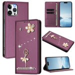 Ballet Girl Diamond Studded RFID Vegan Leather Phone Case, For iPhone 13 Pro, For iPhone 12 / 12 Pro, For iPhone 12 Pro Max, For iPhone 11 Pro Max, For iPhone 11, For iPhone 11 Pro