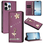 Ballet Girl Diamond Studded RFID Vegan Leather Phone Case, For iPhone 13 Pro, For iPhone 12 / 12 Pro, For iPhone 12 Pro Max, For iPhone 11 Pro Max, For iPhone 11, For iPhone 11 Pro