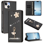 Ballet Girl Diamond Studded RFID Vegan Leather Phone Case, For iPhone 15, For iPhone 14 Plus, For iPhone 14 / 13, For iPhone 14 Pro, For iPhone 14 Pro Max, For iPhone 13 Pro Max
