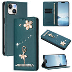 Ballet Girl Diamond Studded RFID Vegan Leather Phone Case, For iPhone 15, For iPhone 14 Plus, For iPhone 14 / 13, For iPhone 14 Pro, For iPhone 14 Pro Max, For iPhone 13 Pro Max