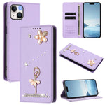 Ballet Girl Diamond Studded RFID Vegan Leather Phone Case, For iPhone 15, For iPhone 14 Plus, For iPhone 14 / 13, For iPhone 14 Pro, For iPhone 14 Pro Max, For iPhone 13 Pro Max