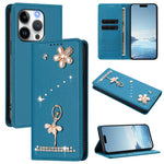Ballet Girl Diamond Studded RFID Vegan Leather Phone Case, For iPhone 15, For iPhone 14 Plus, For iPhone 14 / 13, For iPhone 14 Pro, For iPhone 14 Pro Max, For iPhone 13 Pro Max