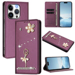 Ballet Girl Diamond Studded RFID Vegan Leather Phone Case, For iPhone 15, For iPhone 14 Plus, For iPhone 14 / 13, For iPhone 14 Pro, For iPhone 14 Pro Max, For iPhone 13 Pro Max