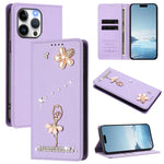Ballet Girl Diamond Studded RFID Vegan Leather Phone Case, For iPhone 15, For iPhone 14 Plus, For iPhone 14 / 13, For iPhone 14 Pro, For iPhone 14 Pro Max, For iPhone 13 Pro Max
