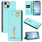 Ballet Girl Diamond Studded RFID Vegan Leather Phone Case, For iPhone 16 Pro, For iPhone 16 Plus, For iPhone 16, For iPhone 15 Pro Max, For iPhone 15 Pro, For iPhone 15 Plus