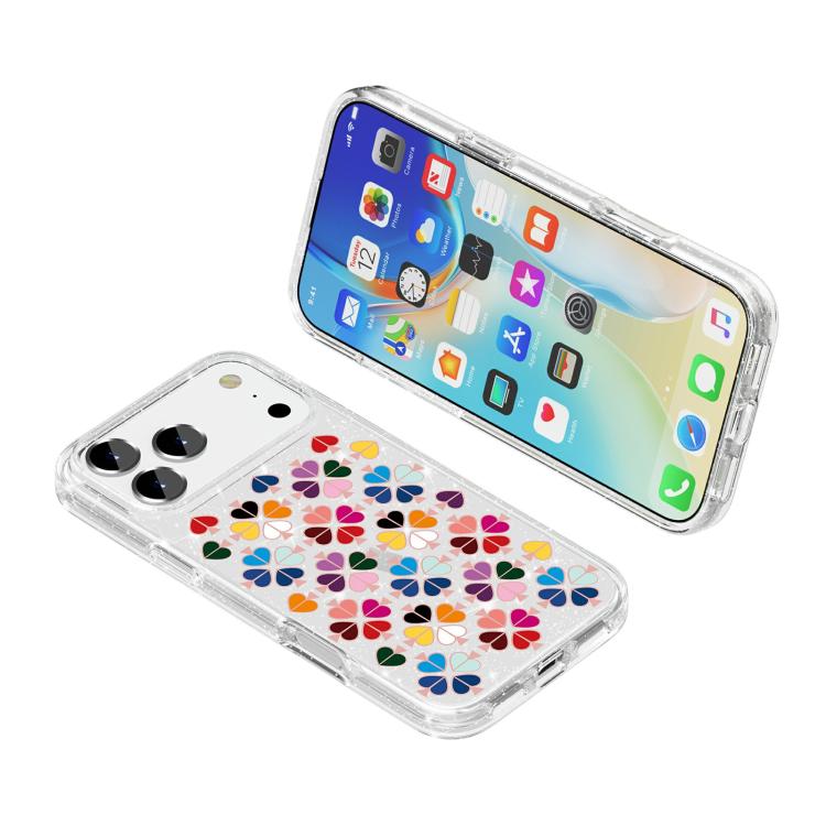 غطاء هاتف بنمط قلب أحمر كريستالي متلألئ، لهواتف iPhone 17 Pro Max، iPhone 17 Pro