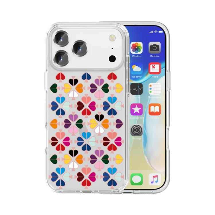 غطاء هاتف شفاف بنمط قلب أحمر كريستالي، لهواتف iPhone 17 Pro Max، iPhone 17 Pro