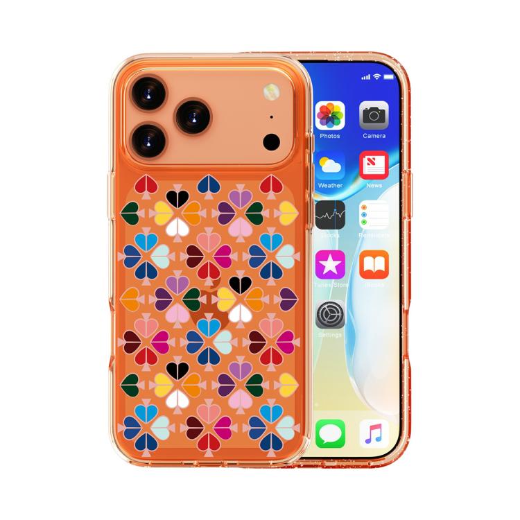 غطاء هاتف شفاف بنمط قلب أحمر كريستالي، لهواتف iPhone 17 Pro Max، iPhone 17 Pro