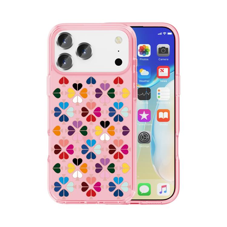 غطاء هاتف شفاف بنمط قلب أحمر كريستالي، لهواتف iPhone 17 Pro Max، iPhone 17 Pro