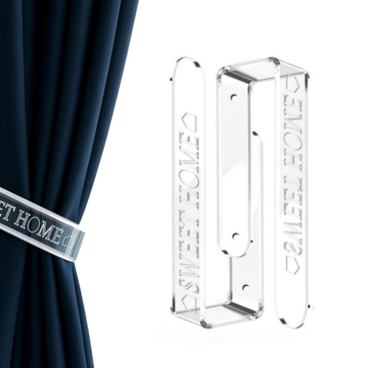 1 Pair/Pack Clear Acrylic Curtain Tieback Holder Curtain Clips, Support Drill-free and Drilled Installation