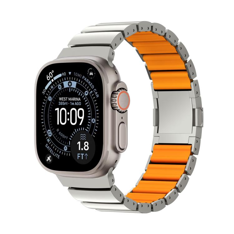 Magnetic Clasp One Beads Silicone Titanium Alloy Watch Band, For Apple Watch 46mm / 49mm / 45mm / 44mm, For Apple Watch 42mm / 41mm / 40mm / 38mm