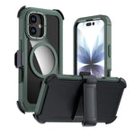 غطاء هاتف أكريليك كامل التغطية مغناطيسي مع مشبك خلفي، لهواتف iPhone 17 Pro Max، iPhone 17 Pro، iPhone 17، iPhone Air، iPhone 16 Pro Max، iPhone 16 Pro