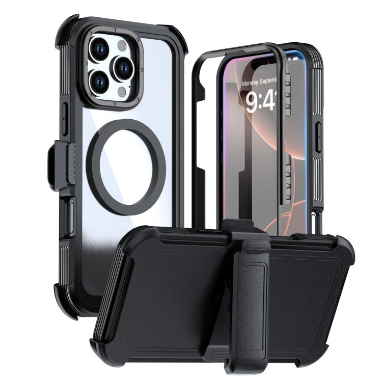 غطاء هاتف أكريليك كامل التغطية مغناطيسي مع مشبك خلفي، لهواتف iPhone 17 Pro Max، iPhone 17 Pro، iPhone 17، iPhone Air، iPhone 16 Pro Max، iPhone 16 Pro