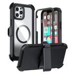 غطاء هاتف أكريليك كامل التغطية مغناطيسي مع مشبك خلفي، لهاتف iPhone 12 Pro Max