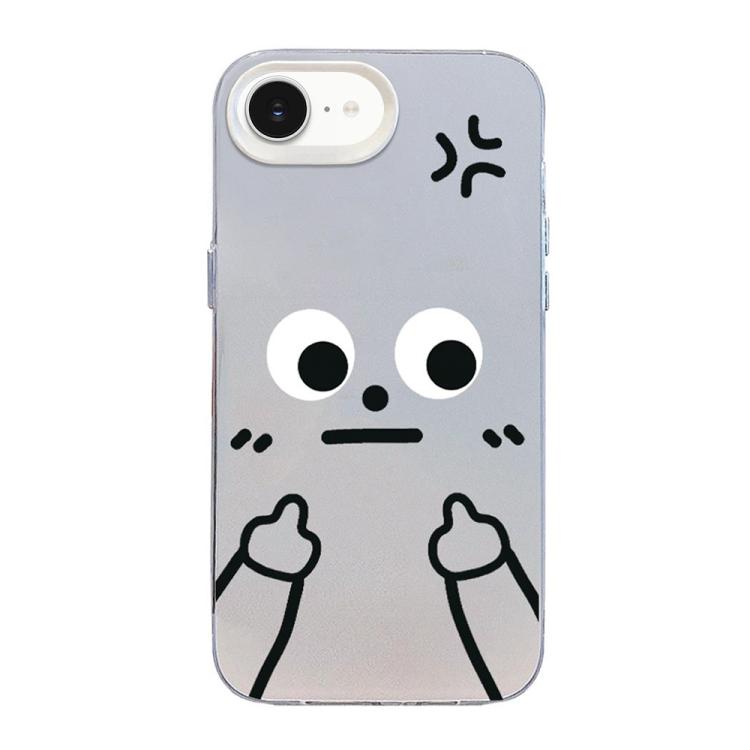 غطاء هاتف هجين من PC وTPU بلون فضي غير لامع مع رسومات رجل صغير، لهواتف iPhone 17e / 16e، iPhone 17 Pro Max، iPhone 17 Pro، iPhone 17، iPhone Air، iPhone 16 Pro Max، iPhone 16 Pro، iPhone 16 Plus، iPhone 16