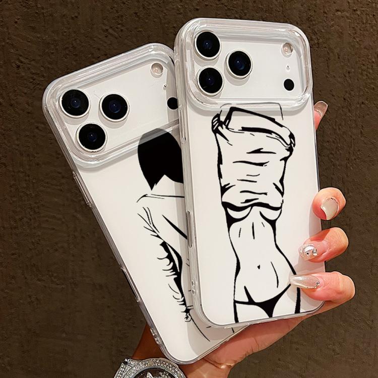 حافظة هاتف بإطار شفاف مع تصميم IMD كريمي، لهواتف iPhone 11 Pro Max، iPhone 11، iPhone 11 Pro، iPhone X / XS، iPhone XR، iPhone XS Max، iPhone 8 Plus / 7 Plus