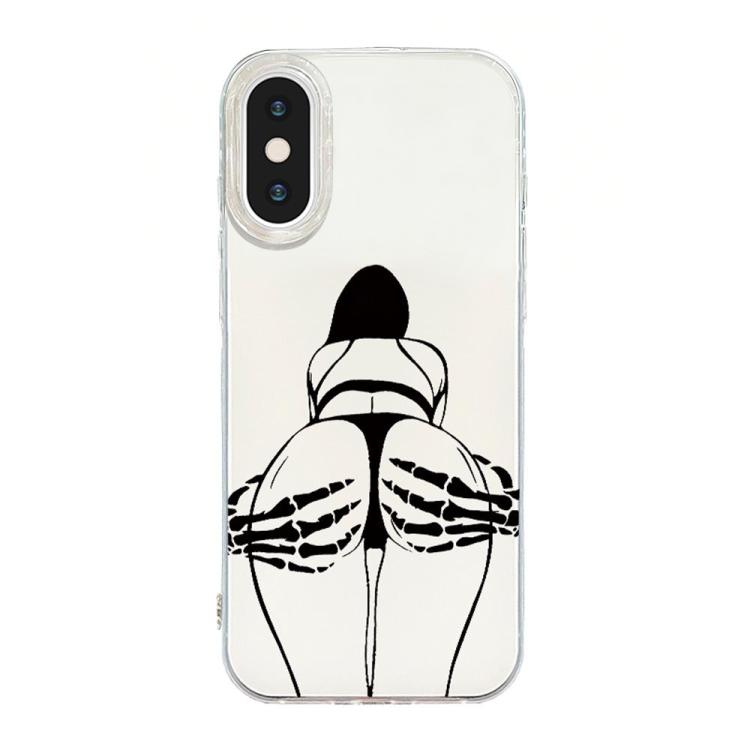 حافظة هاتف بإطار شفاف مع تصميم IMD كريمي، لهواتف iPhone 11 Pro Max، iPhone 11، iPhone 11 Pro، iPhone X / XS، iPhone XR، iPhone XS Max، iPhone 8 Plus / 7 Plus