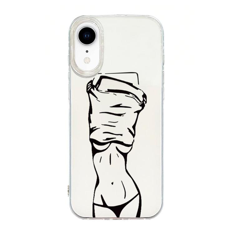 حافظة هاتف بإطار شفاف مع تصميم IMD كريمي، لهواتف iPhone 11 Pro Max، iPhone 11، iPhone 11 Pro، iPhone X / XS، iPhone XR، iPhone XS Max، iPhone 8 Plus / 7 Plus