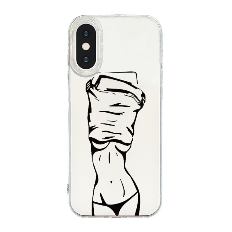 حافظة هاتف بإطار شفاف مع تصميم IMD كريمي، لهواتف iPhone 11 Pro Max، iPhone 11، iPhone 11 Pro، iPhone X / XS، iPhone XR، iPhone XS Max، iPhone 8 Plus / 7 Plus