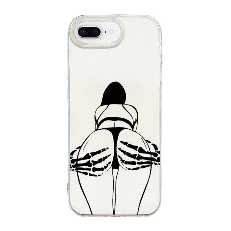 حافظة هاتف بإطار شفاف مع تصميم IMD كريمي، لهواتف iPhone 11 Pro Max، iPhone 11، iPhone 11 Pro، iPhone X / XS، iPhone XR، iPhone XS Max، iPhone 8 Plus / 7 Plus