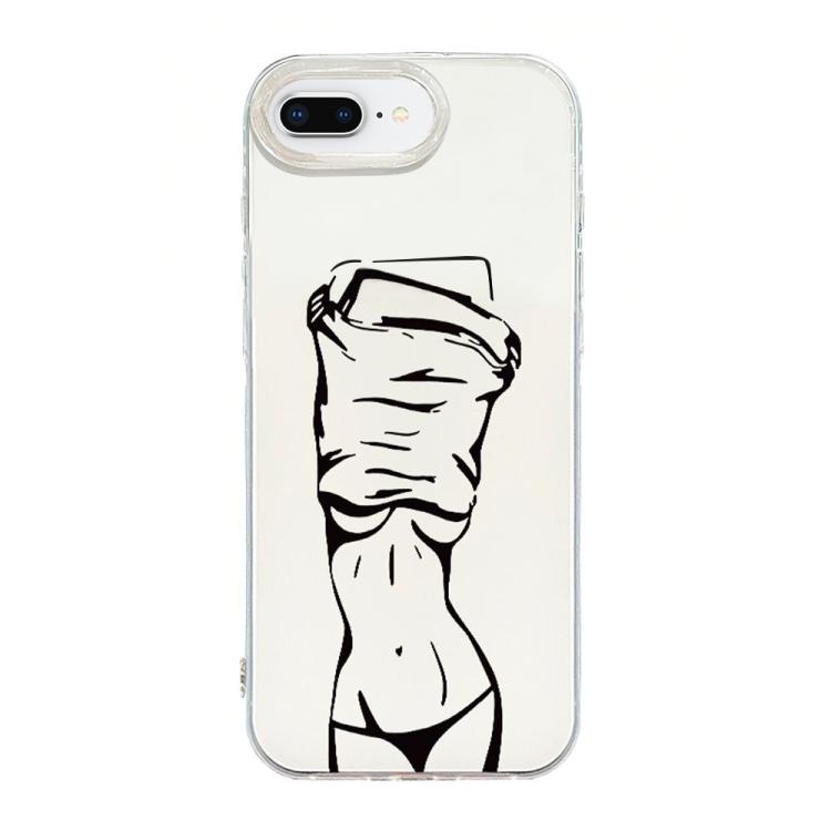 حافظة هاتف بإطار شفاف مع تصميم IMD كريمي، لهواتف iPhone 11 Pro Max، iPhone 11، iPhone 11 Pro، iPhone X / XS، iPhone XR، iPhone XS Max، iPhone 8 Plus / 7 Plus