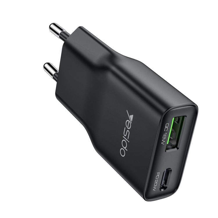 Yesido YC112 Ultra-thin 20W Dual-port PD QC Fast Charger, YC112