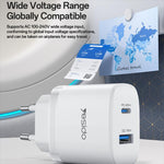 Yesido PD45W USB and Type-C Dual Interface Fast Charger Set, EU Plug, UK Plug, US Plug