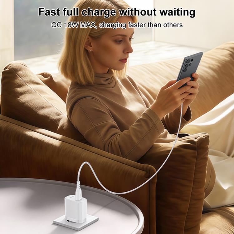 Yesido 18W USB Single Interface Charger Set with USB to Type-C Cable, EU Plug, UK Plug, US Plug