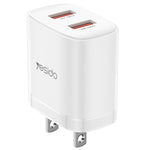 Yesido YC17U 12W 2.4A USB Dual Ports Charger Set with 1m USB to Type-C Data Cable, YC17U
