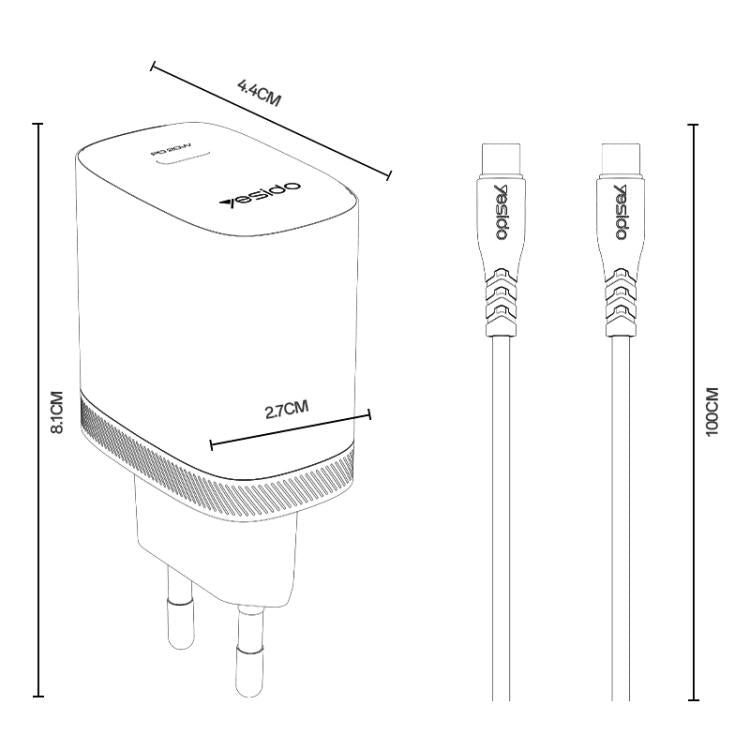Yesido YC105 PD20W Type-C Charger Set with 1m Type-C to Type-C Data Cable, YC105
