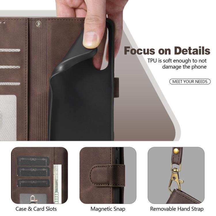 AZNS A2 Series Tri-Card Wallet RFID Vegan Leather Phone Case with Strap, For iPhone 13 Pro, For iPhone 13, For iPhone 12, For iPhone 12 Pro Max, For iPhone 12 Pro, For iPhone 11 Pro Max, For iPhone 11, For iPhone 11 Pro