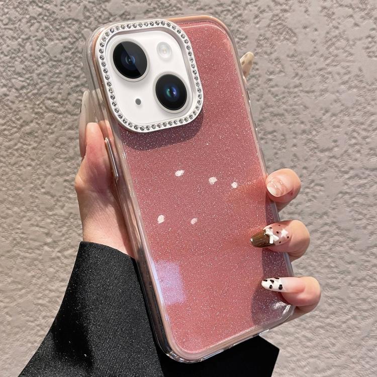 Solid Color Glitter & Rhinestone Design Phone Case, For iPhone 14 Plus, For iPhone 14, For iPhone 14 Pro, For iPhone 14 Pro Max