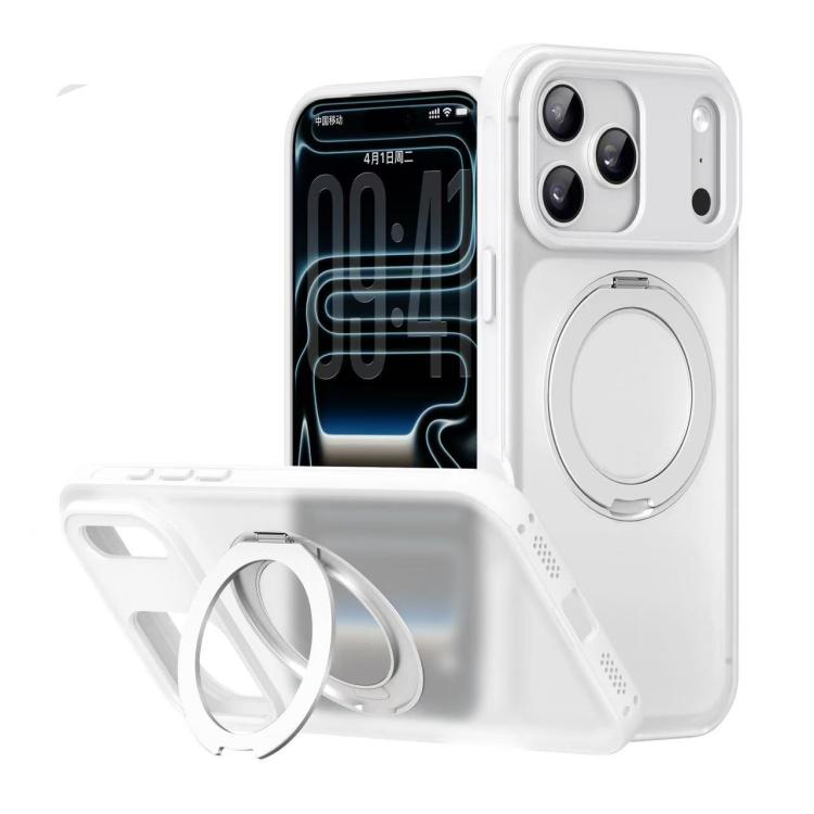 غطاء هاتف مغناطيسي مع حامل دوار بنمط Alpha، لهواتف iPhone 17 Pro Max، iPhone 17 Pro