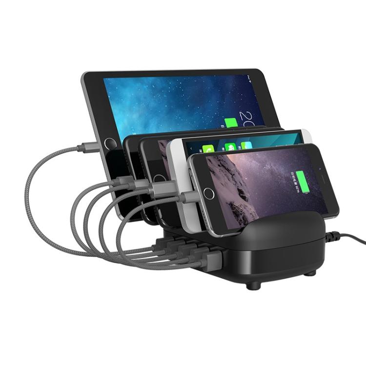 محطة شحن ذكية ORICO DUK-5P بقدرة 40W مع 5 منافذ USB وحامل، قابس أمريكي، قابس بريطاني، قابس أسترالي
