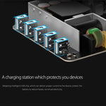محطة شحن ذكية ORICO DUK-5P بقدرة 40W مع 5 منافذ USB وحامل، قابس أمريكي، قابس بريطاني، قابس أسترالي