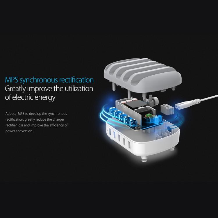 محطة شحن ذكية ORICO DUK-5P بقدرة 40W مع 5 منافذ USB وحامل، قابس أمريكي، قابس بريطاني، قابس أسترالي