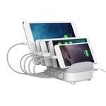 محطة شحن ذكية ORICO DUK-5P بقدرة 40W مع 5 منافذ USB وحامل، قابس أمريكي، قابس بريطاني، قابس أسترالي