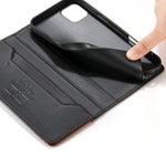 حافظة هاتف من الجلد النباتي مع تجميع قوي مغناطيسي RFID من Dierfeng، لهواتف iPhone 11 Pro Max، iPhone 11، iPhone 11 Pro، iPhone X / XS، iPhone XR، iPhone XS Max، iPhone 8 Plus / 7 Plus