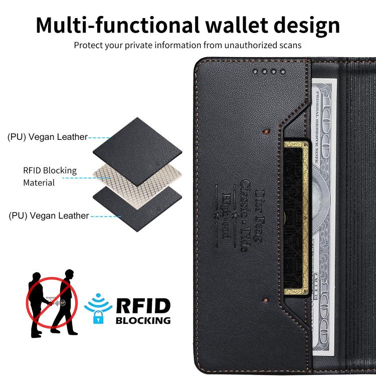 حافظة هاتف من الجلد النباتي مع تجميع قوي مغناطيسي RFID من Dierfeng، لهواتف iPhone 11 Pro Max، iPhone 11، iPhone 11 Pro، iPhone X / XS، iPhone XR، iPhone XS Max، iPhone 8 Plus / 7 Plus
