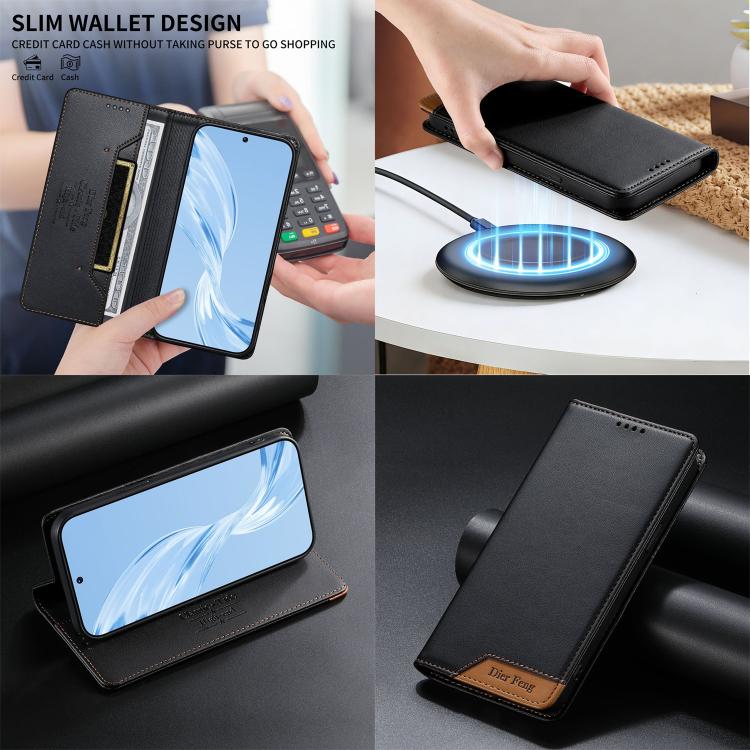 حافظة هاتف من الجلد النباتي مع تجميع قوي مغناطيسي RFID من Dierfeng، لهواتف iPhone 11 Pro Max، iPhone 11، iPhone 11 Pro، iPhone X / XS، iPhone XR، iPhone XS Max، iPhone 8 Plus / 7 Plus