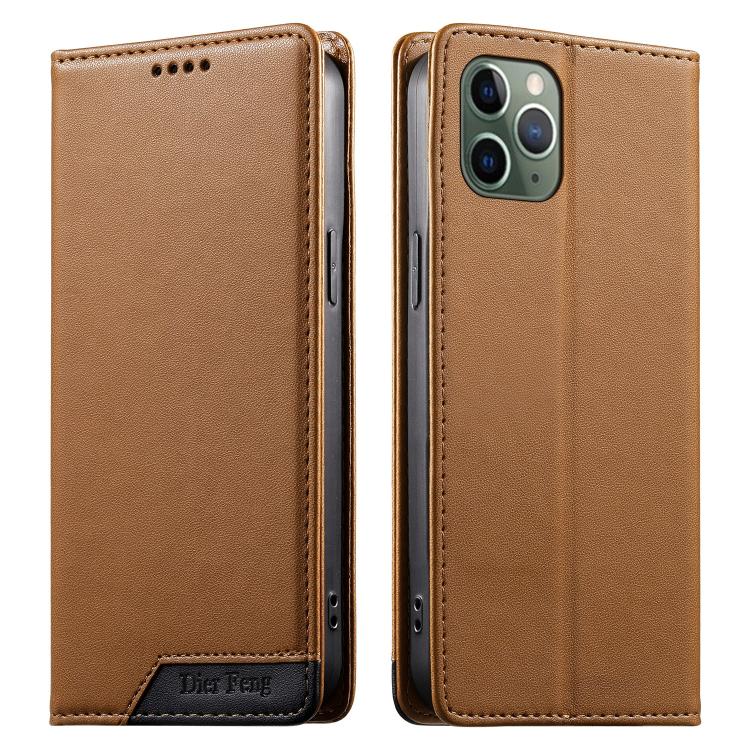 حافظة هاتف من الجلد النباتي مع تجميع قوي مغناطيسي RFID من Dierfeng، لهواتف iPhone 11 Pro Max، iPhone 11، iPhone 11 Pro، iPhone X / XS، iPhone XR، iPhone XS Max، iPhone 8 Plus / 7 Plus