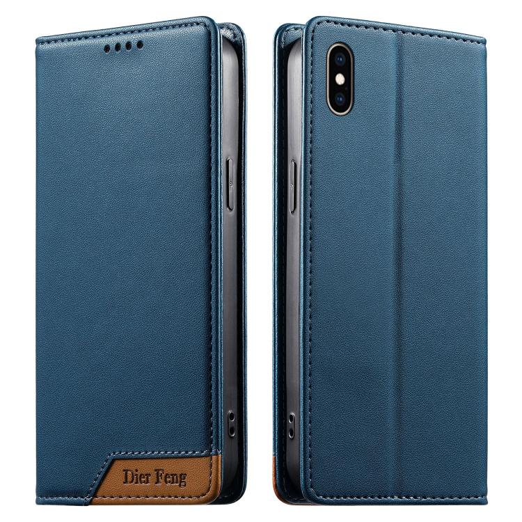 حافظة هاتف من الجلد النباتي مع تجميع قوي مغناطيسي RFID من Dierfeng، لهواتف iPhone 11 Pro Max، iPhone 11، iPhone 11 Pro، iPhone X / XS، iPhone XR، iPhone XS Max، iPhone 8 Plus / 7 Plus