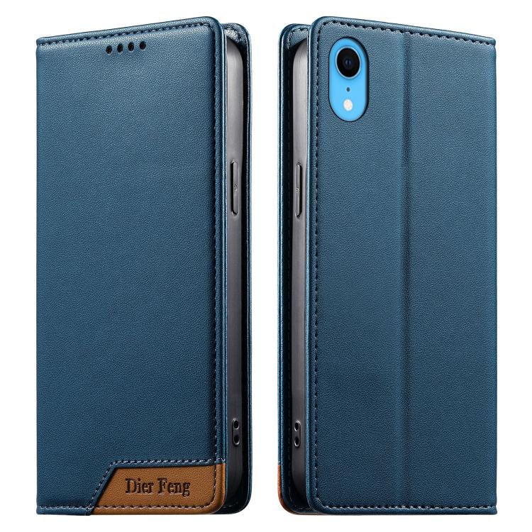 حافظة هاتف من الجلد النباتي مع تجميع قوي مغناطيسي RFID من Dierfeng، لهواتف iPhone 11 Pro Max، iPhone 11، iPhone 11 Pro، iPhone X / XS، iPhone XR، iPhone XS Max، iPhone 8 Plus / 7 Plus