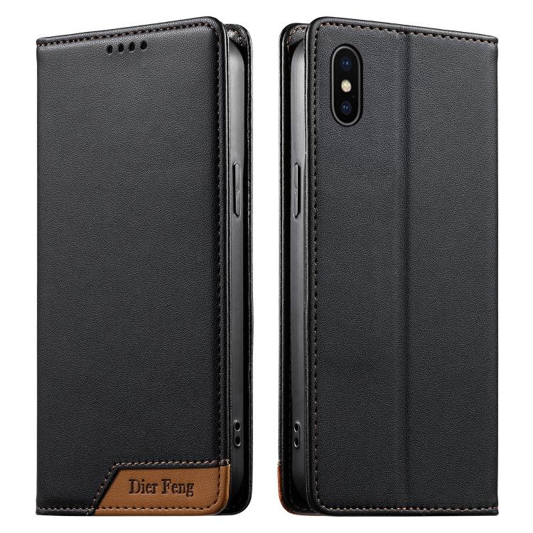 حافظة هاتف من الجلد النباتي مع تجميع قوي مغناطيسي RFID من Dierfeng، لهواتف iPhone 11 Pro Max، iPhone 11، iPhone 11 Pro، iPhone X / XS، iPhone XR، iPhone XS Max، iPhone 8 Plus / 7 Plus